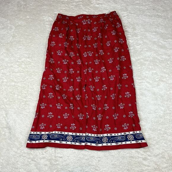 Crazy Horse Liz Claiborne Long linen skirt in red white and blue print, size 16W - Picture 6 of 7